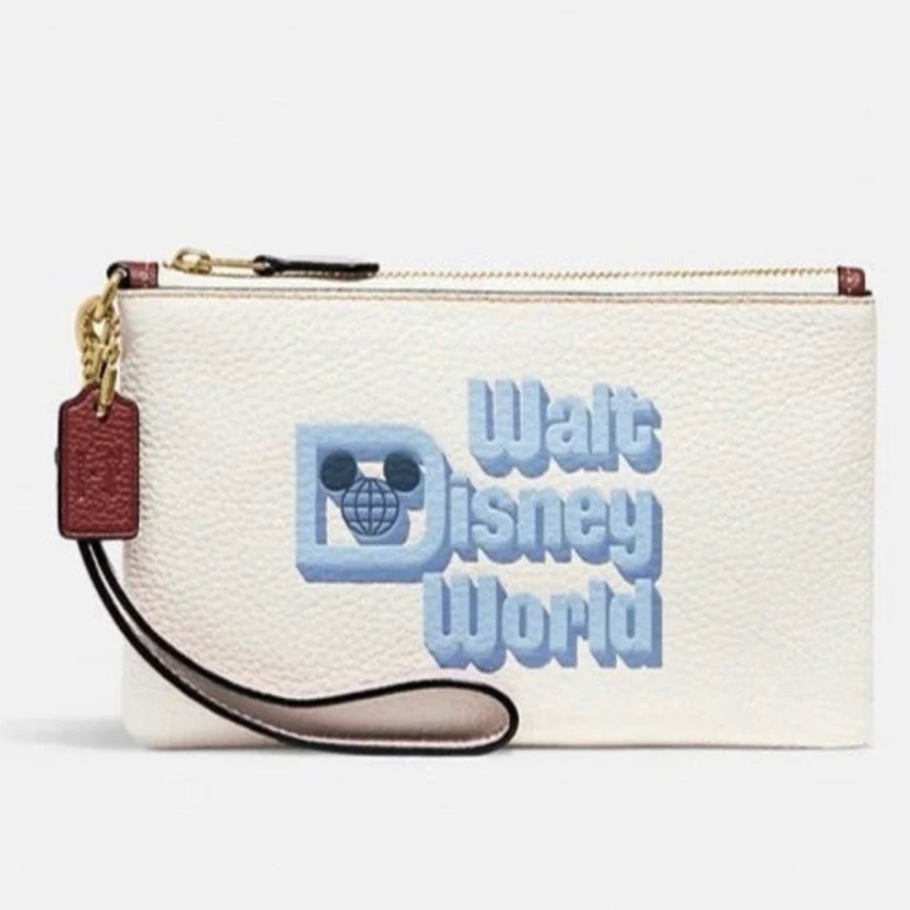 NWT COACH C9075 Walt Disney World Pebbled Leather Corner Zip Wristlet - Picture 1 of 7